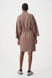 Scuba Jersey Dress With Front Zipper - Mink
263605