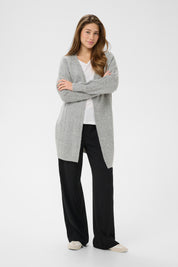 Holiday Long Knit Cardigan by Cream - grey melange