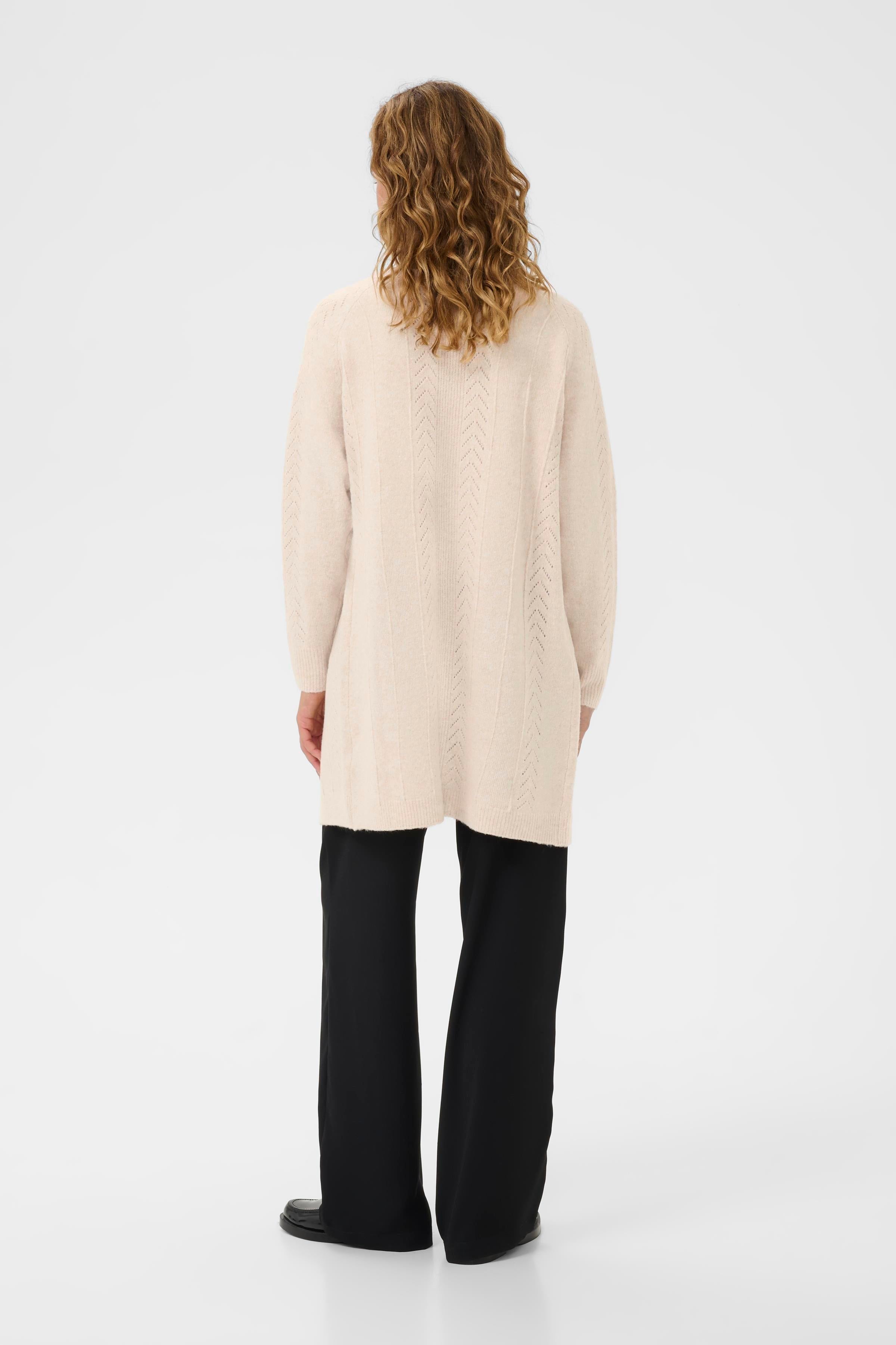Holiday Long Knit Cardigan by Cream - oat melange