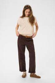 Dela Knit Slipover with Deco - Oat Melange
