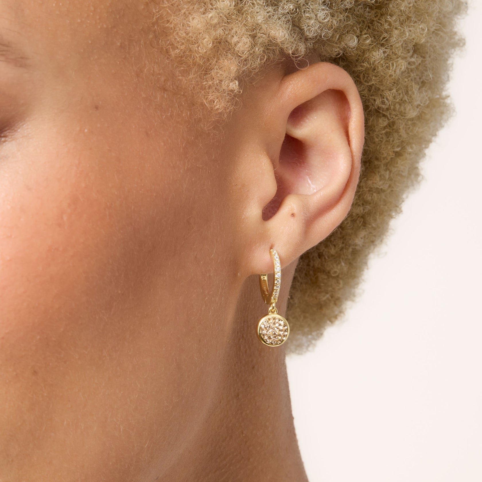 Sparkle Bezel Hoop Earrings - gold