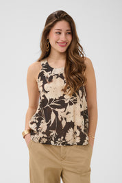 Hailey Halterneck Blouse by Cream - Dark Brown Floral