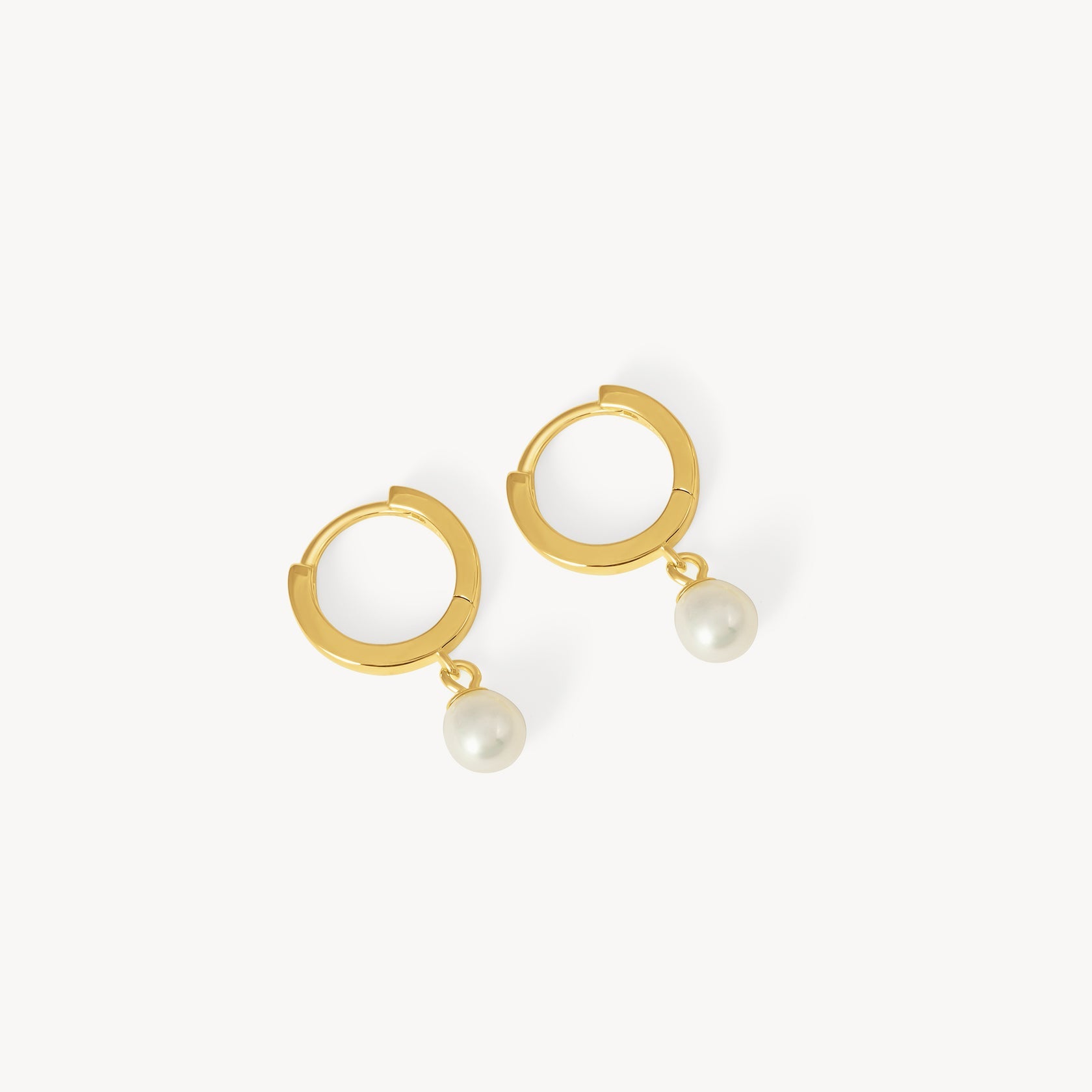 PEARL DROP HOOPS - Gold