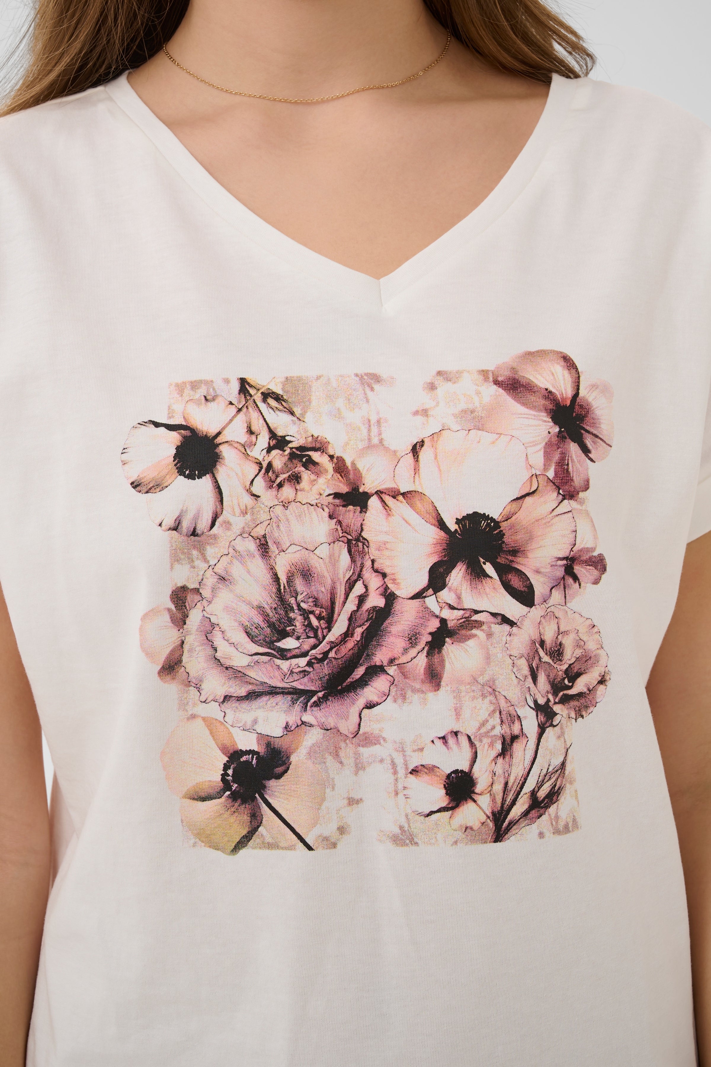 Ying T-Shirt by Cream - Beige Flower