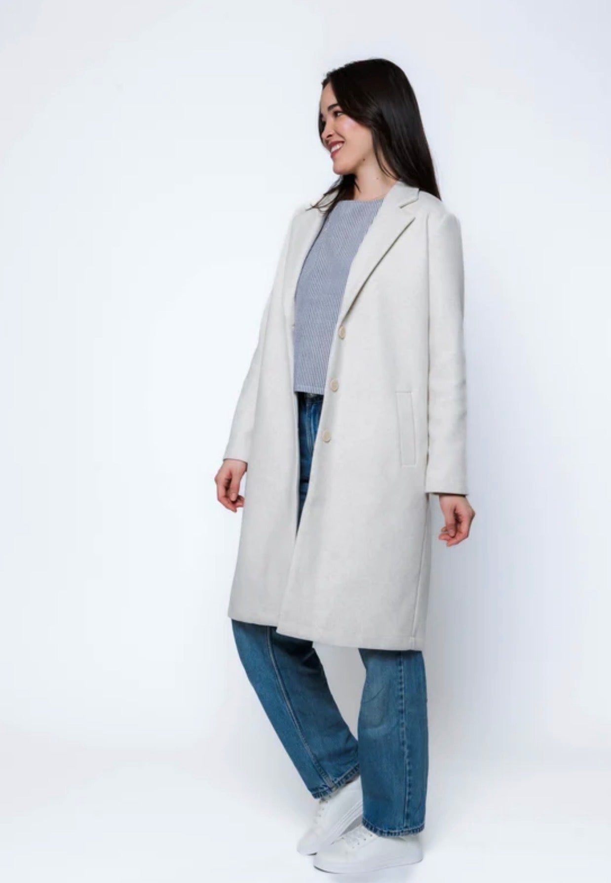 Aven-Long Coat by Orb - Oatmeal