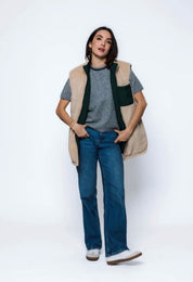 Julie-Sherpa Lined Reversible Vest by Orb - Evergreen