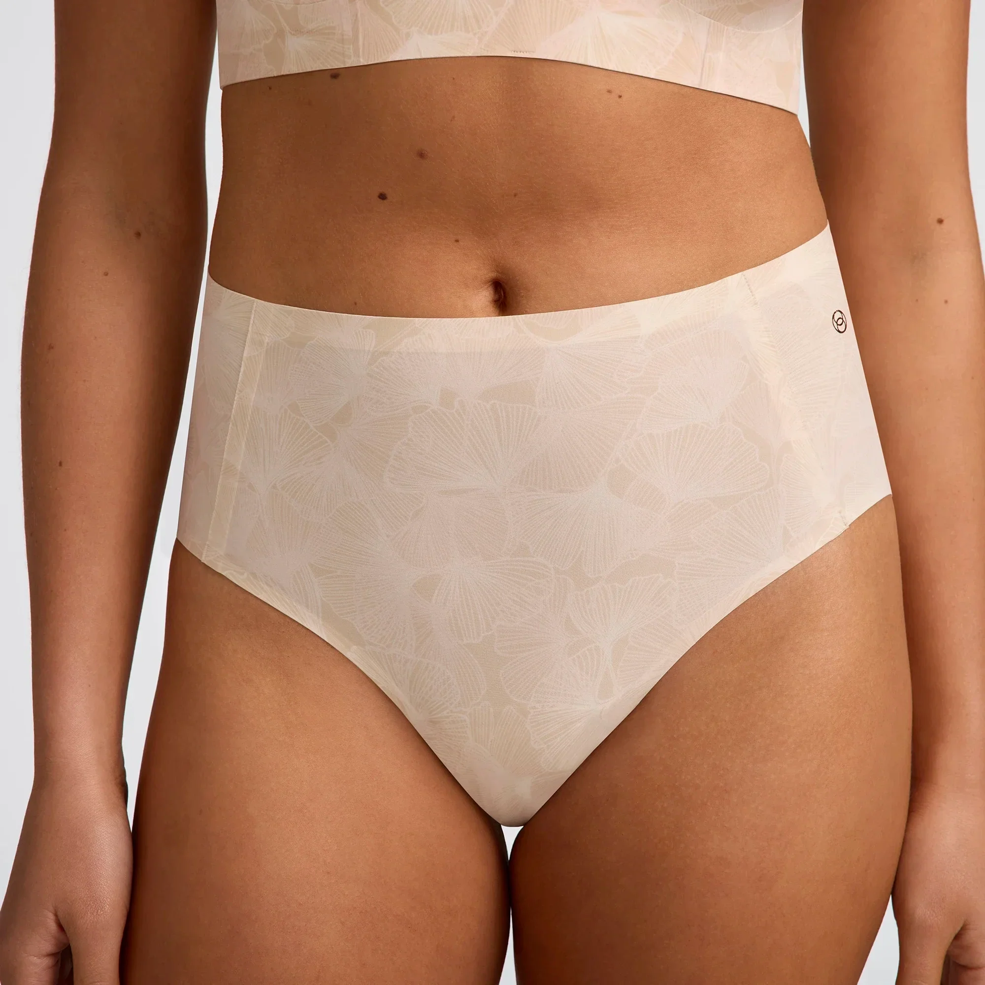 HIGH-WAISTED RETRO BIKINI - Champagne Ginkgo