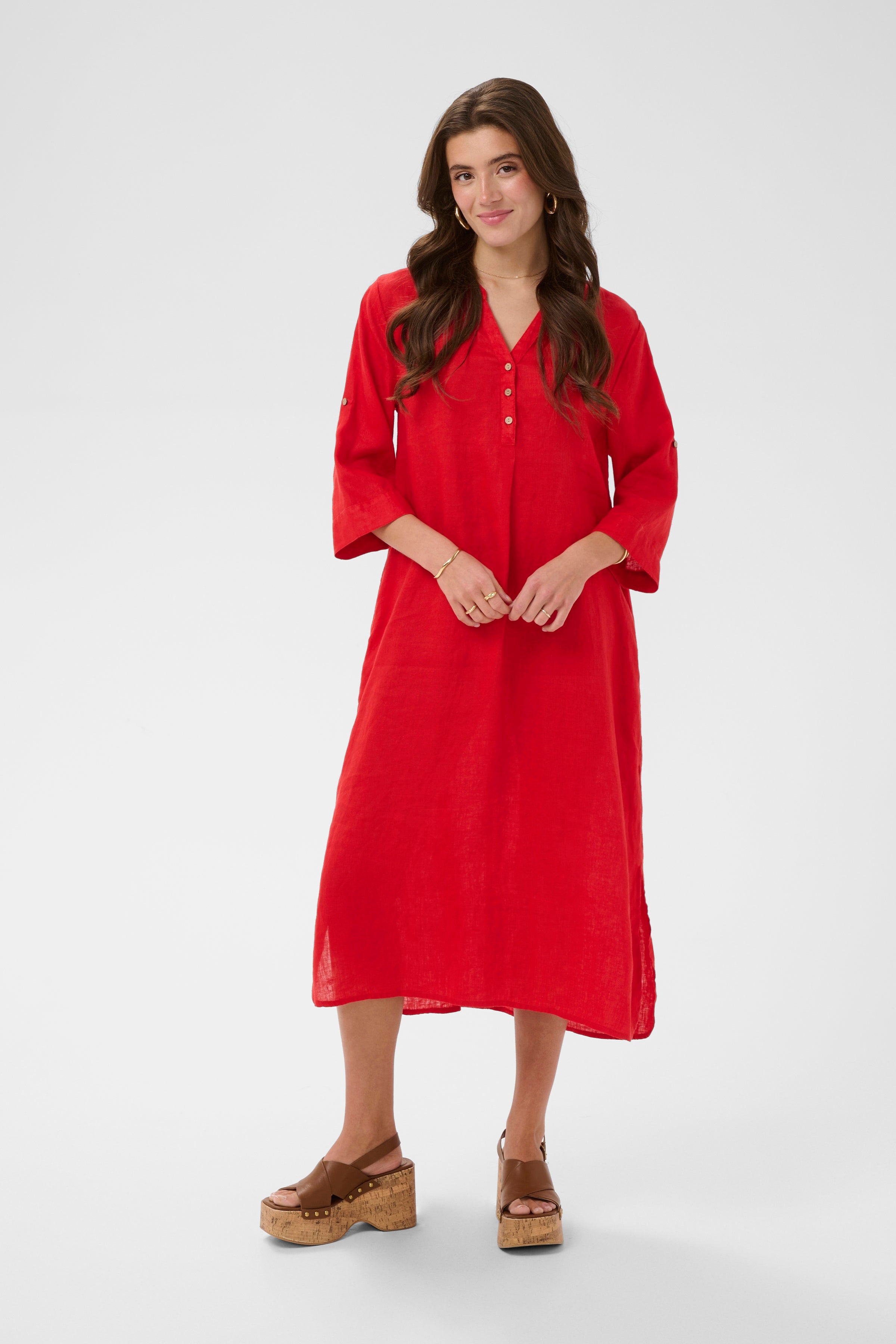 Bellis Caftan Dress by Cream - High Risk Red