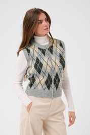 Mirea Knit Argyle Print Vest by Cream