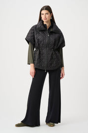 Quilted Nylon Shawl-Neck Boxy Vest
263643 by Joseph Ribkoff - black