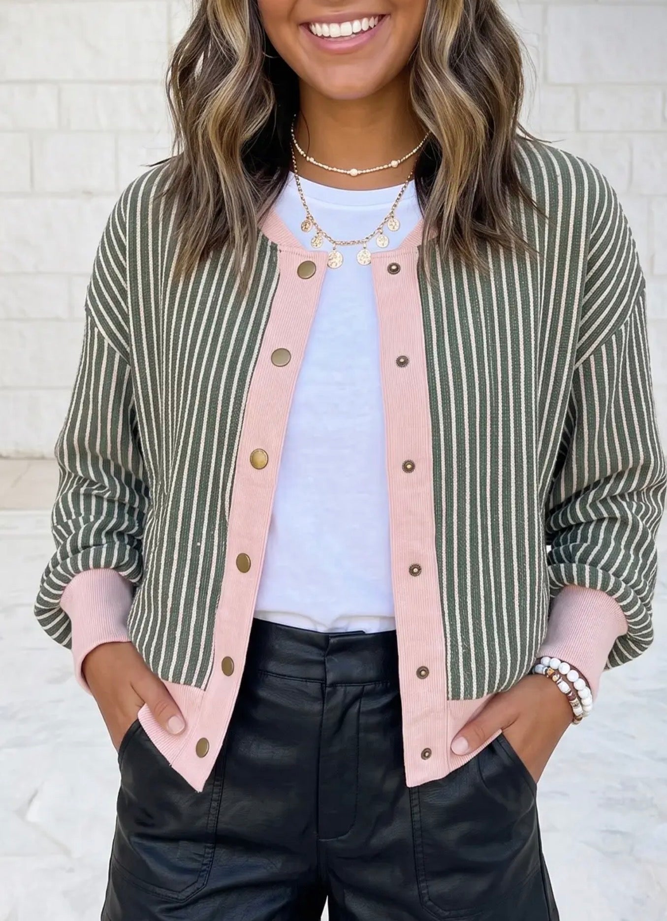 Striped Patchwork Long Sleeve Regular Fit Cardigan