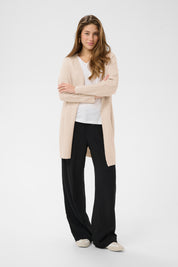 Holiday Long Knit Cardigan by Cream - oat melange