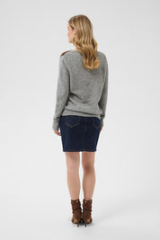 Hope Argyle Print Sweater by Cream - Grey Melange