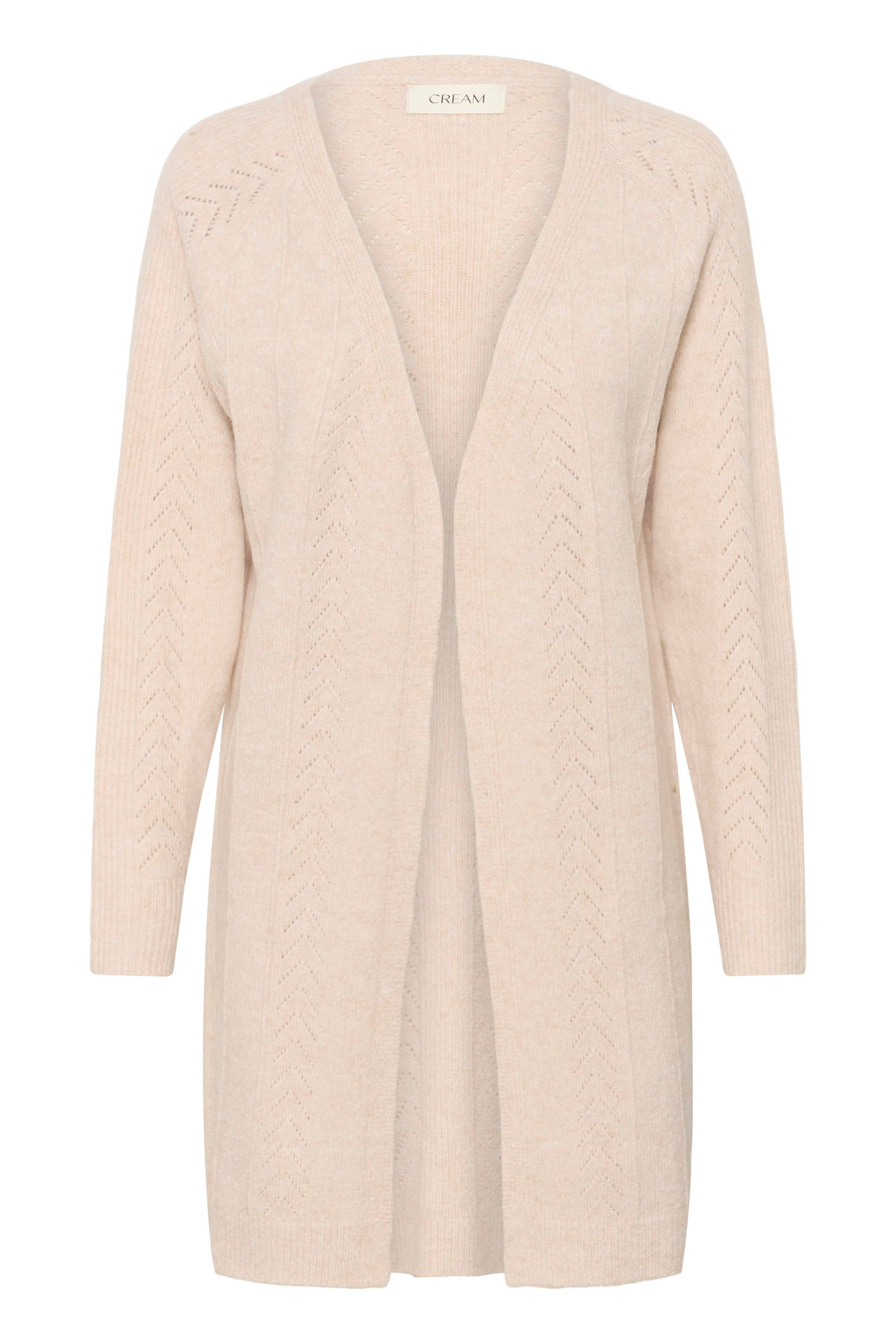 Holiday Long Knit Cardigan by Cream - oat melange