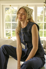 Damy Denim Waistcoat by Cream - Cape Breton Rinse