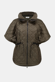 Quilted Nylon Shawl-Neck Boxy Vest 263643 by Joseph Ribkoff - avocado