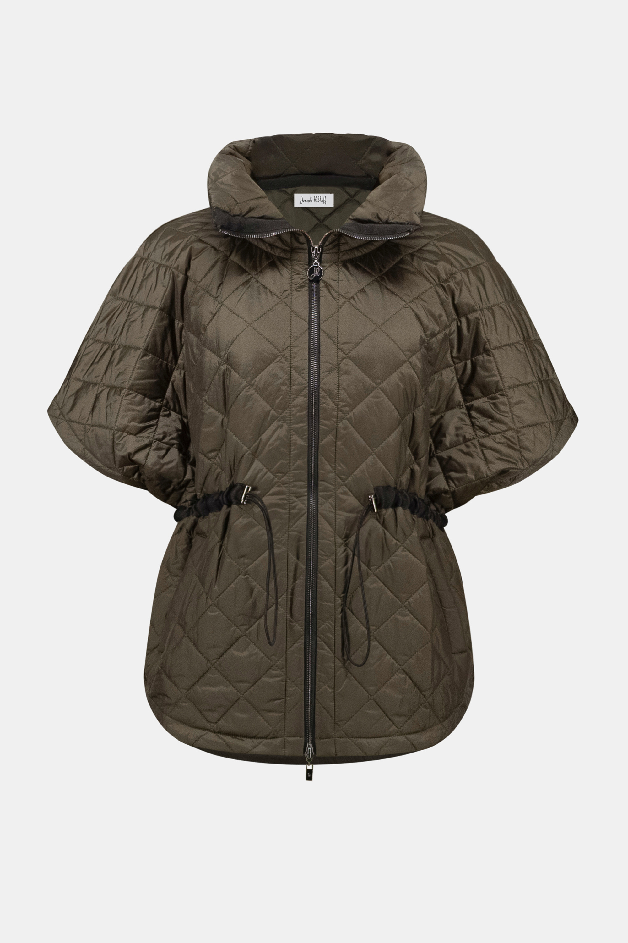 Quilted Nylon Shawl-Neck Boxy Vest 263643 by Joseph Ribkoff - avocado