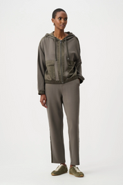 Scuba Jersey And Satin Hooded Boxy Jacket
263624