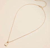 18k Gold Plated Mini Initial Lock Pendant/Necklace