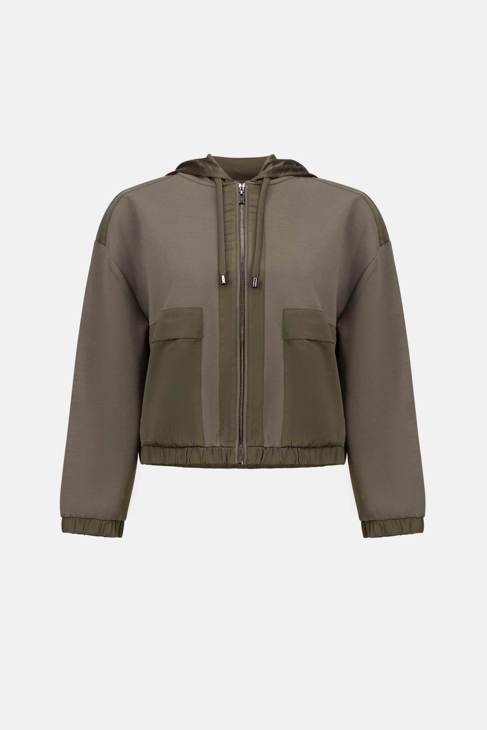 Scuba Jersey And Satin Hooded Boxy Jacket
263624