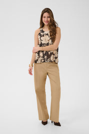 Hailey Halterneck Blouse by Cream - Dark Brown Floral