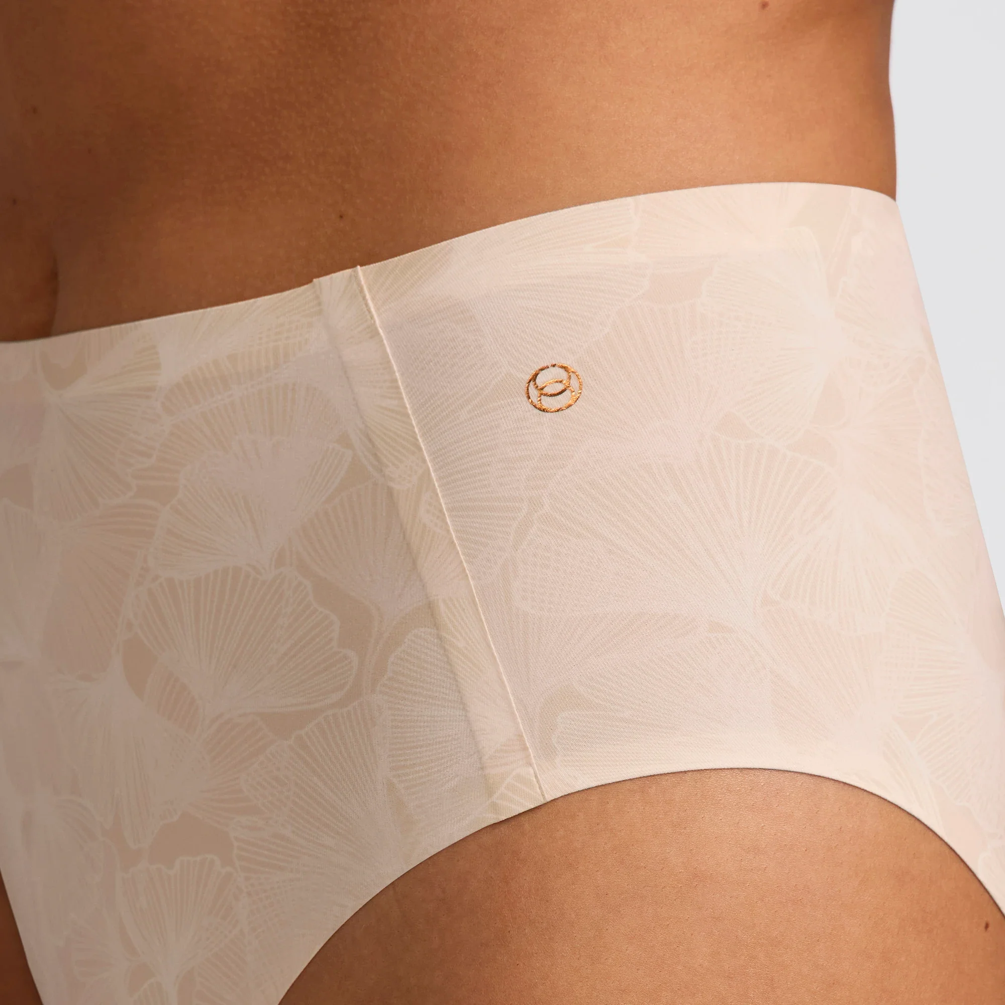 HIGH-WAISTED RETRO BIKINI - Champagne Ginkgo