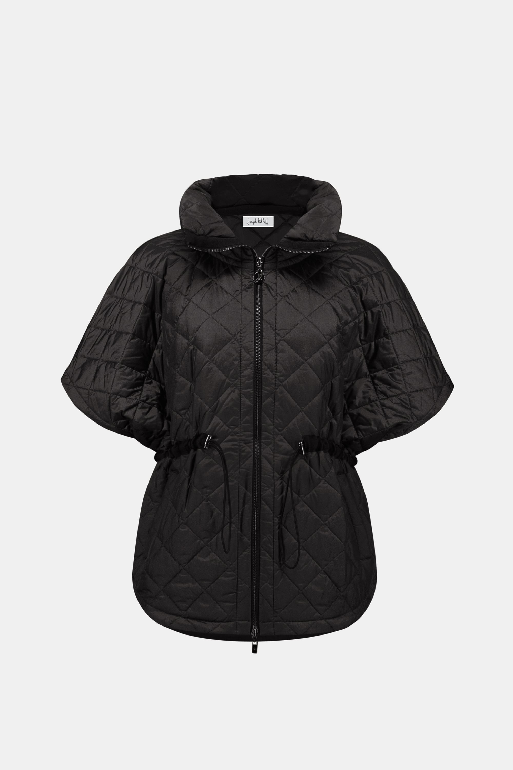 Quilted Nylon Shawl-Neck Boxy Vest
263643 by Joseph Ribkoff - black