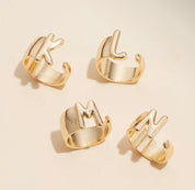 Gold Plated Adjustable Bubble Initial Ring