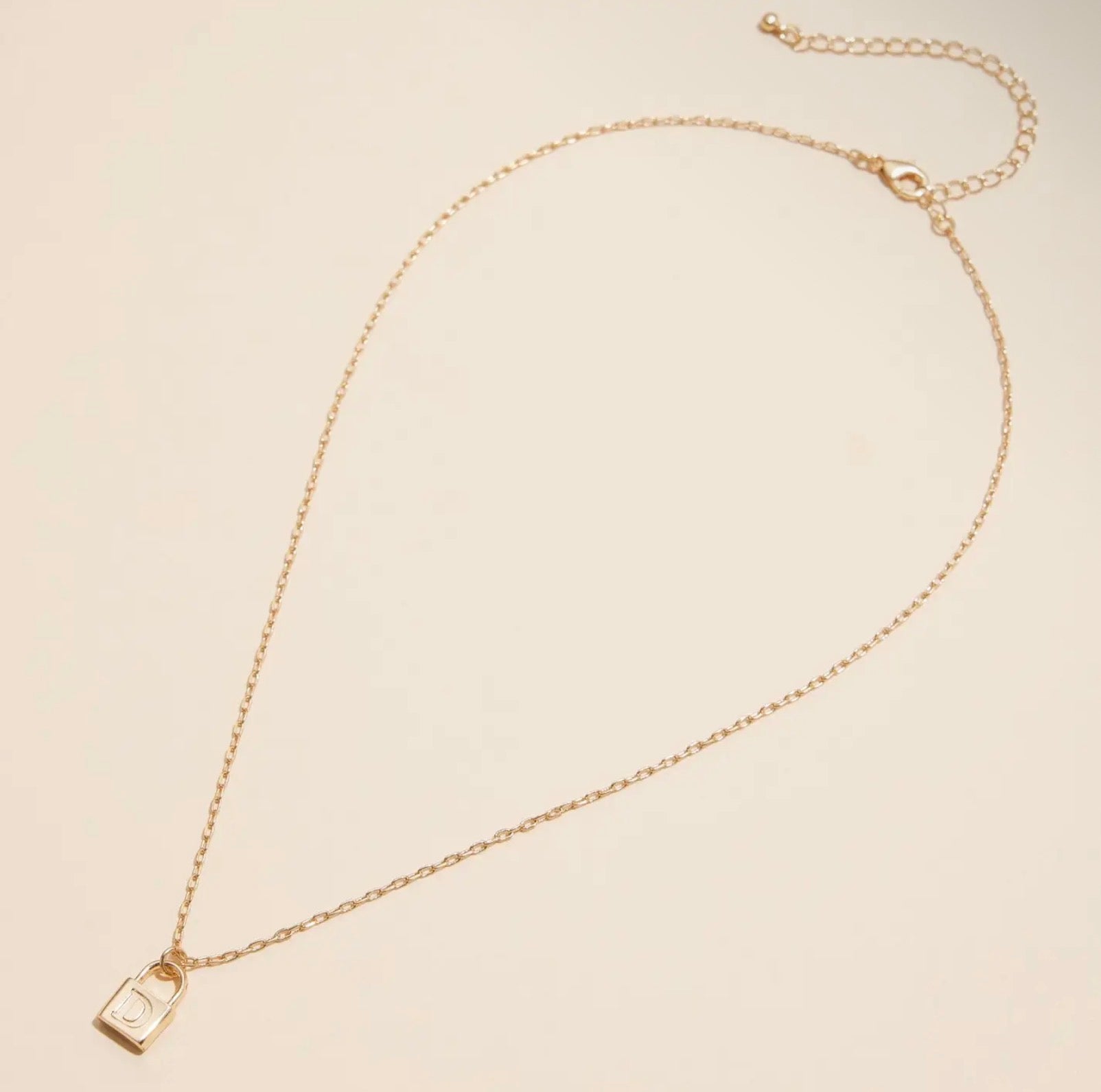 18k Gold Plated Mini Initial Lock Pendant/Necklace