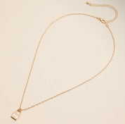 18k Gold Plated Mini Initial Lock Pendant/Necklace