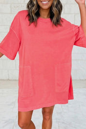 Drop Shoulder Loose Casual T Shirt Mini Dress