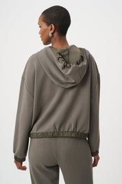 Scuba Jersey And Satin Hooded Boxy Jacket
263624