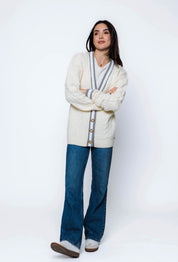 Lou-Cable Knit Cardigan by Orb - winter white