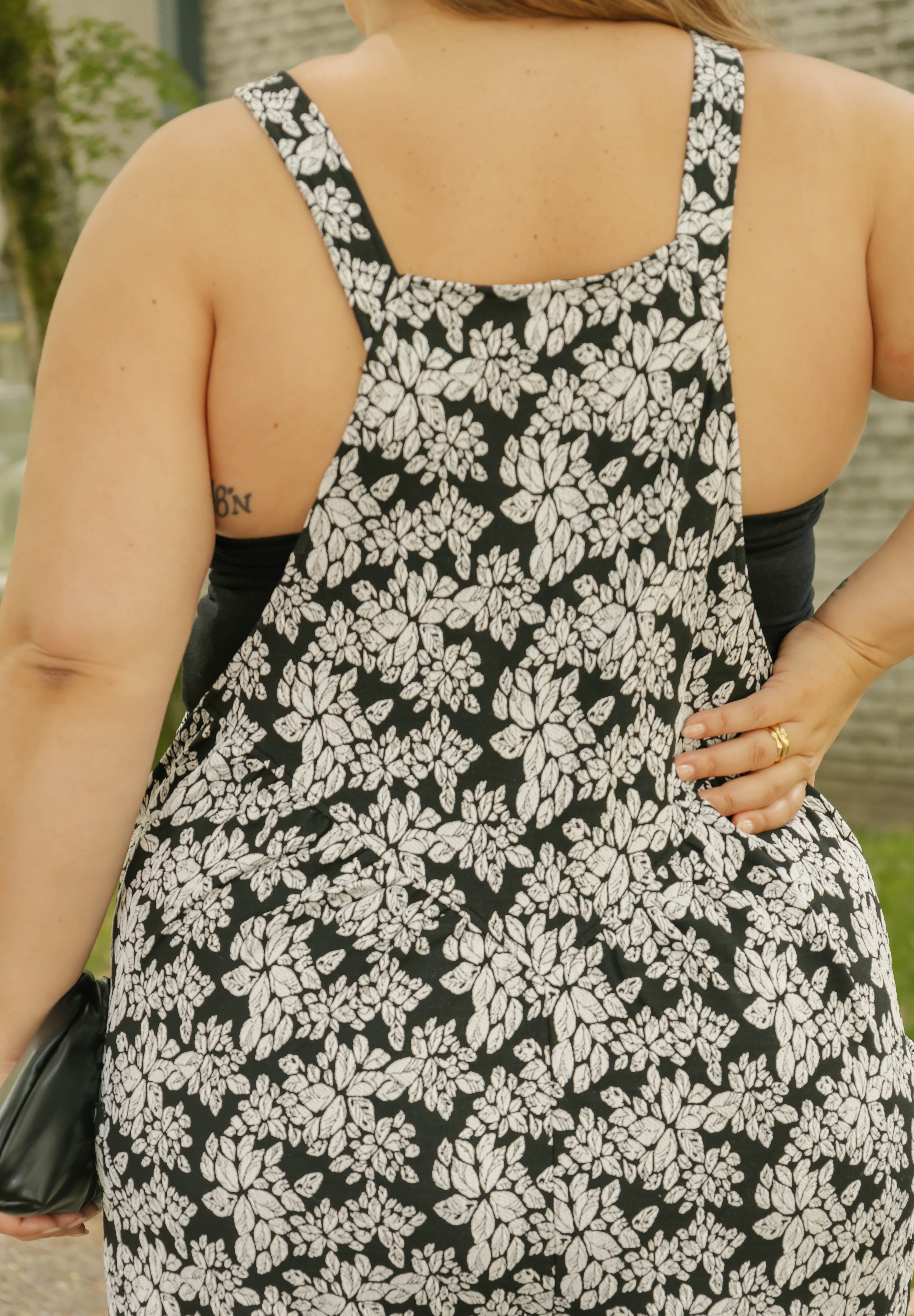 REMY ROMPERALLS IN SOFT BLACK/WHITE FLORAL