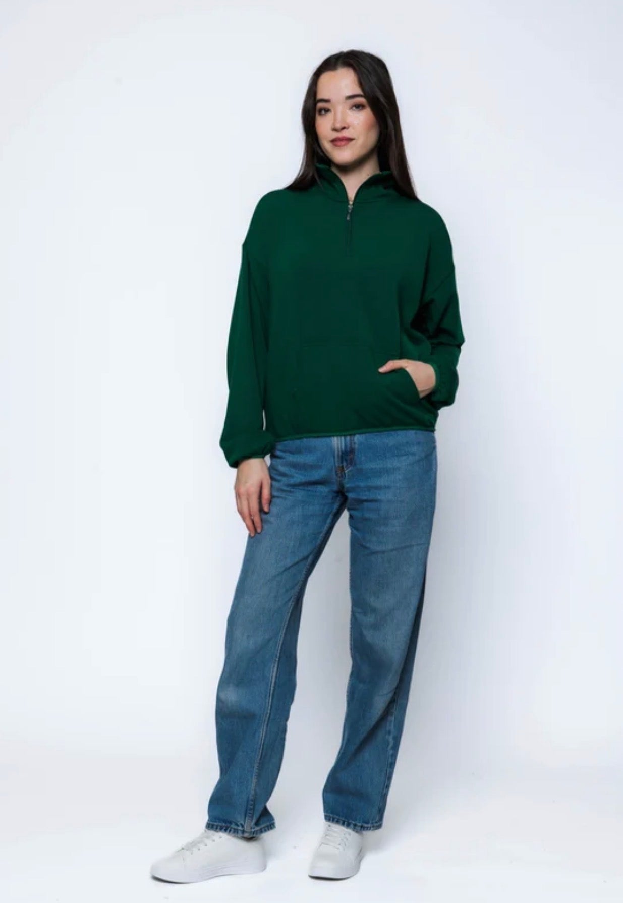Everly-Luxe Fleece 1/2 Zip by Orb - Evergreen