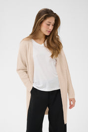 Holiday Long Knit Cardigan by Cream - oat melange