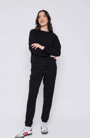 Jenna-Luxe Fleece Crew by Orb - black