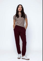 Laina-Luxe Fleece Jogger by Orb - Burgundy