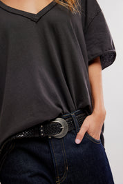 Nina V Neck Tee - Black