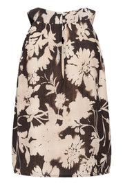 Hailey Halterneck Blouse by Cream - Dark Brown Floral