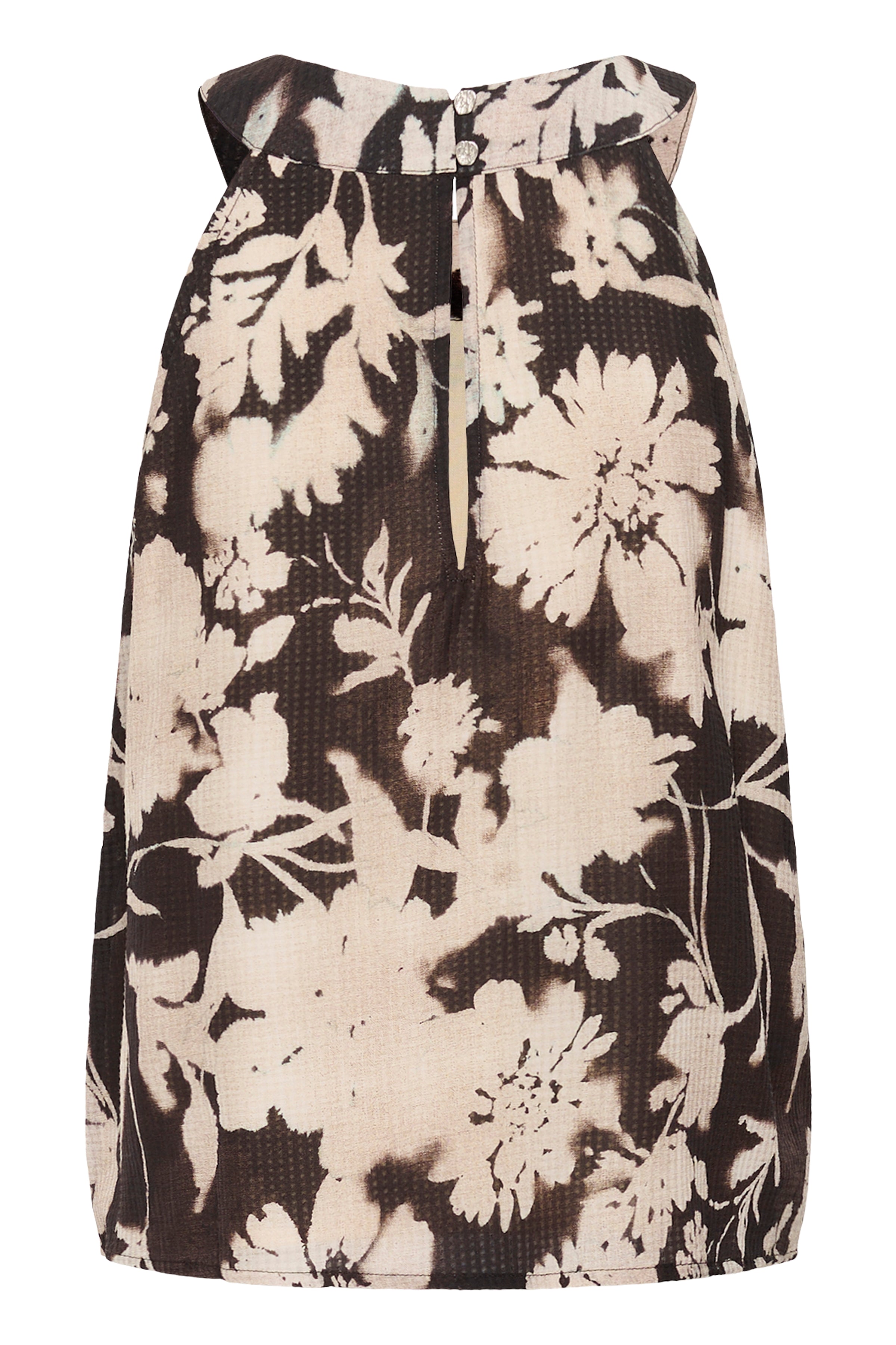 Hailey Halterneck Blouse by Cream - Dark Brown Floral
