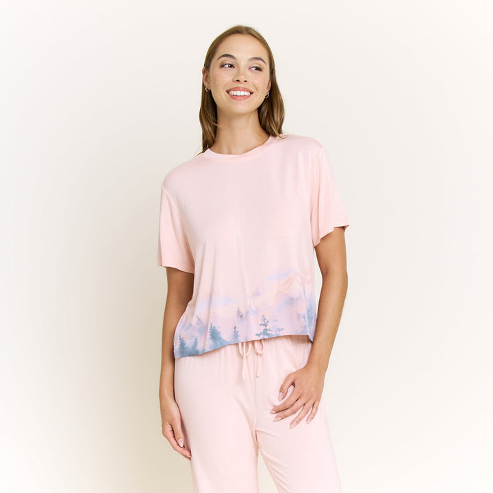 All American Tee Pant PJ Set in Champagne Mountains