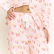 Snooze Mode Long PJ Set in Ballet Pink Popcorn