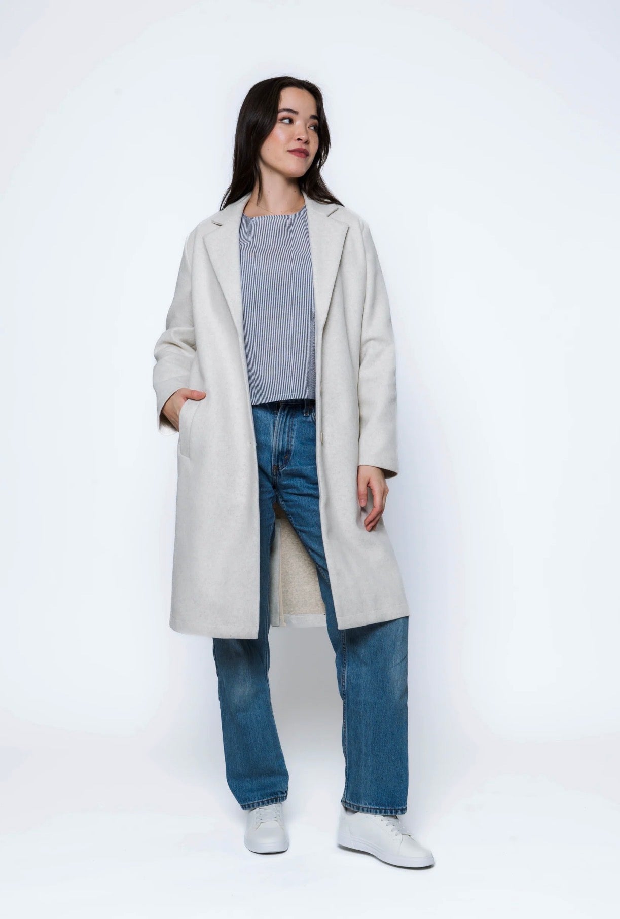 Aven-Long Coat by Orb - Oatmeal