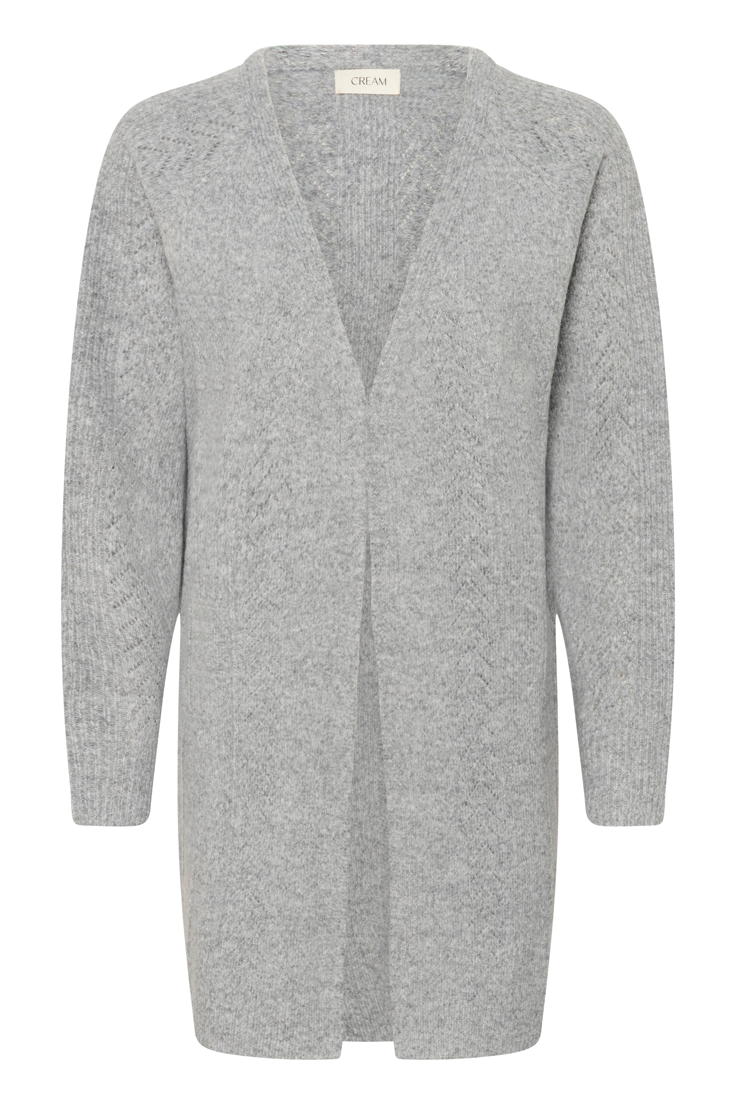 Holiday Long Knit Cardigan by Cream - grey melange