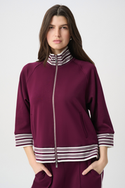 Funnel Neck Jacket 261617W26 by Joseph Ribkoff - elderberry
