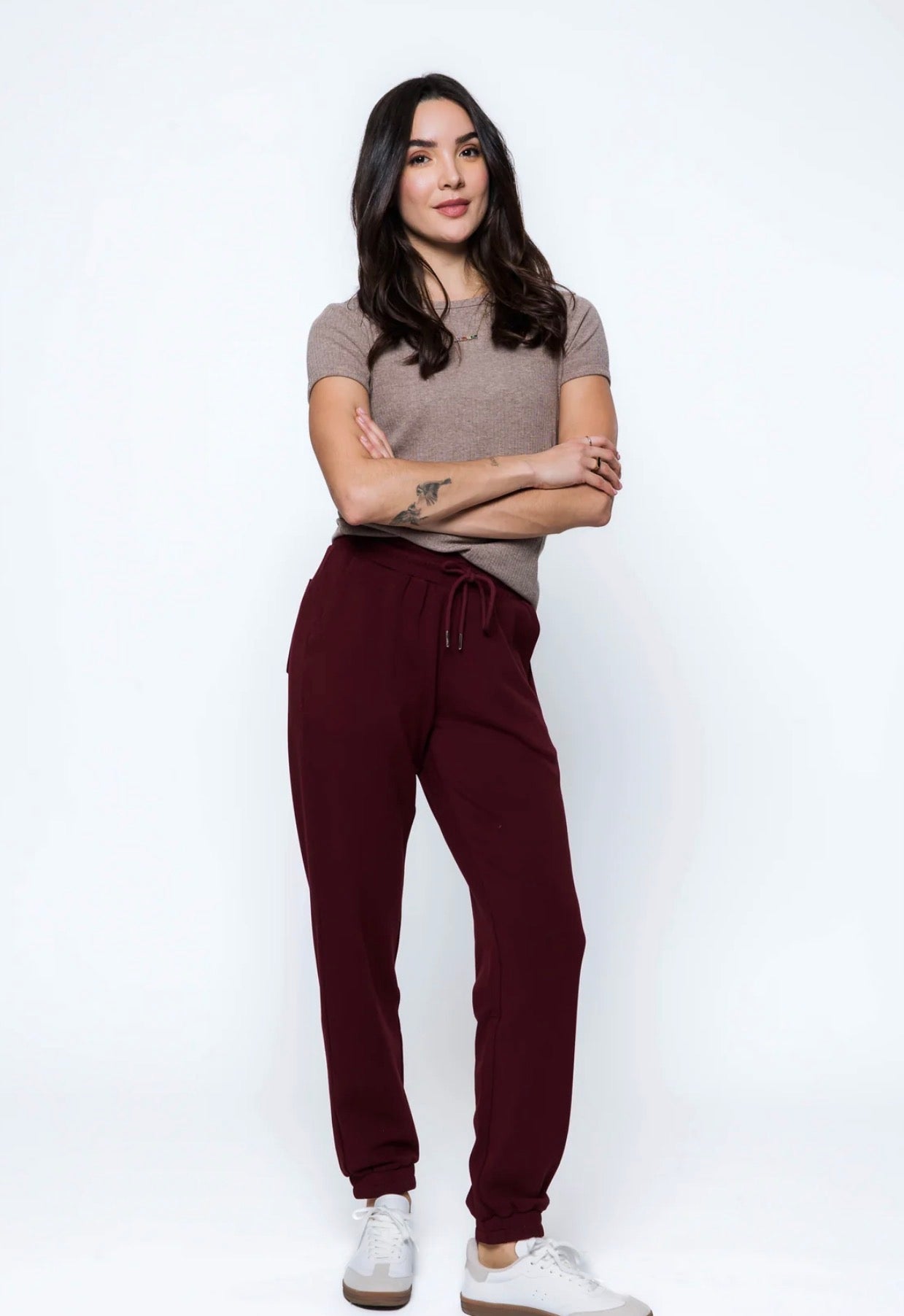 Laina-Luxe Fleece Jogger by Orb - Burgundy