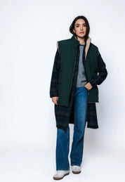 Julie-Sherpa Lined Reversible Vest by Orb - Evergreen