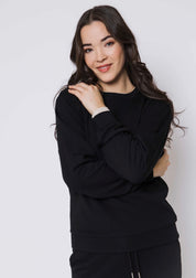 Jenna-Luxe Fleece Crew by Orb - black
