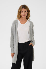 Holiday Long Knit Cardigan by Cream - grey melange